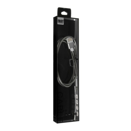 Lightning cable - usb, 2.1 a, metal braid, 1 meter, silver-3