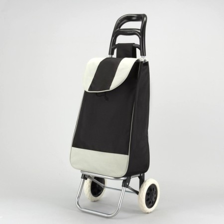 Household bag on wheels, department on the lace, load up to 25 kg, black color