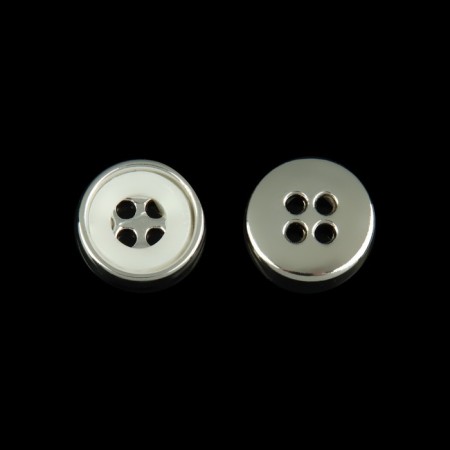 Button, 4 punctures, d = 12 mm, white/silver color-2
