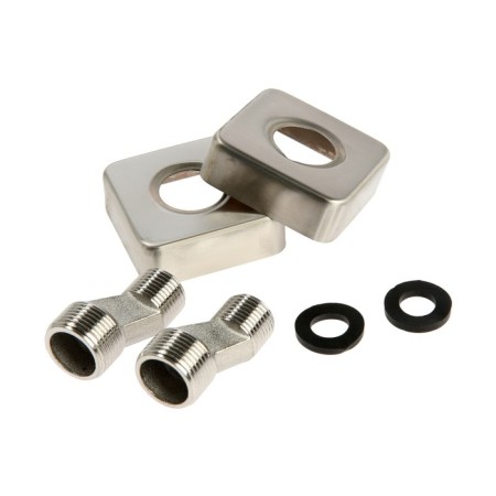Zein bath mixer, square, pour 35 cm, with a shower set, stainless steel, satin-11