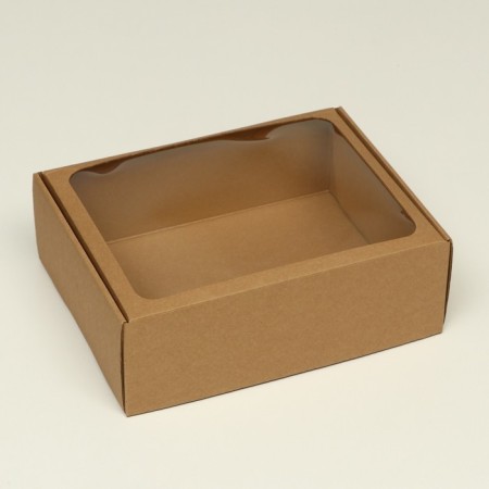 Box with a window, brown, 27 x 21 x 9 cm-1