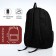Young backpack from textiles with lightning, 4 pockets, black/red color