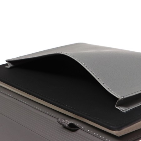 Organizer on the rings A5, 80 sheets, leatherette, with a valve, a line, with a handle, in a gift box, black and gray-7