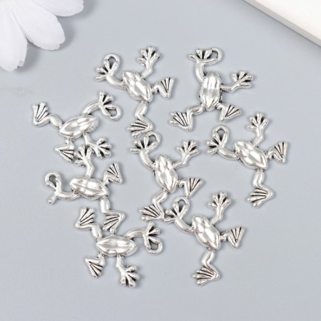 Decor for creativity Metal "Frog" silver 1.8x2.2 cm-2