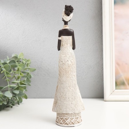 Polystone souvenir "African in a wicker dress" White 27x8x6 cm-2