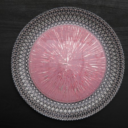 Glass of glass substitution “Morion”, D = 27 cm, black pink color with silver