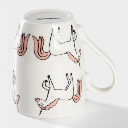 Porcelain share mug "Unicorn", 350 ml, white color-2