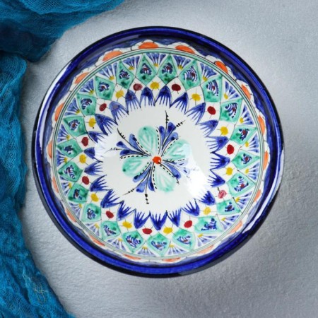 Rishtan ceramics "patterns" 15.5 cm, medium, blue mix-6