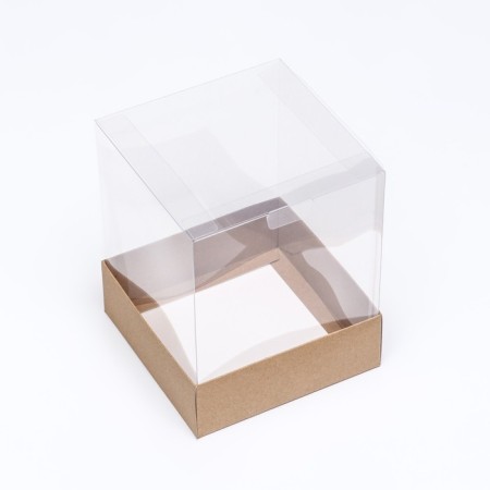 Box for cakes, craft, 14.5 x 14.5 x 17.5 cm. Confectionery packaging-1