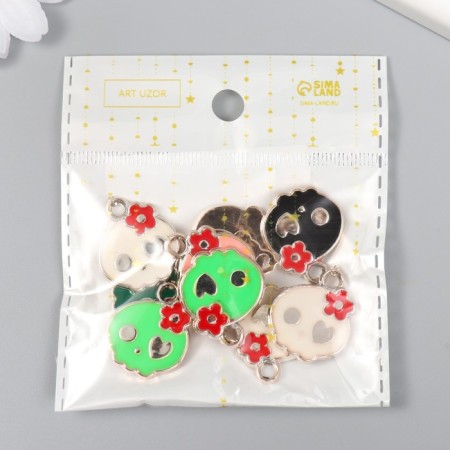 Decor for creativity plastic for metal "Skull. Romance" Gold Mix 2.1x0.3x2.5 cm-3