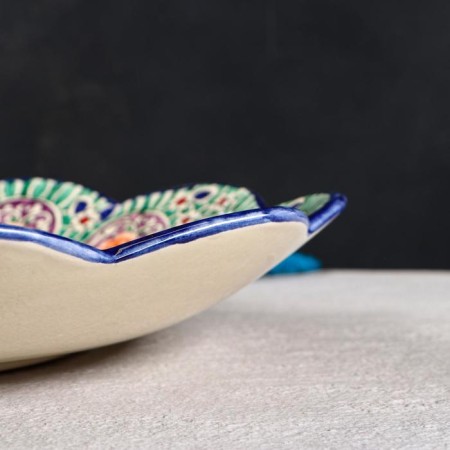 Largan Rishtan ceramics "Pavlin", 41 cm, blue, corrugated-2