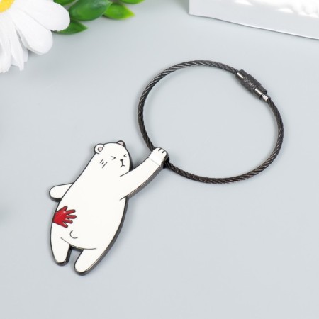 Trick Metal on the cable "White Bear with Print" Emal 5.6x3.2 cm-2