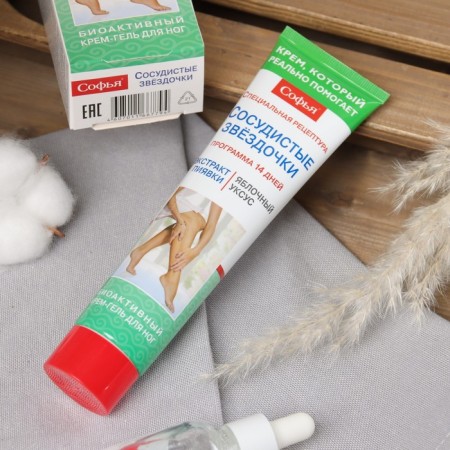Cream-Gel Foot Gel "Sophia Vascular Stars" with leech extract and apple cider vinegar, 125 m-1