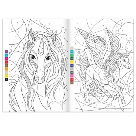 Coloring on the numbers "Magic Unicorns", 16 pp., A4 format-1