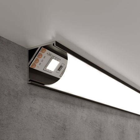 Corner aluminum profile for Elektrostandard LED tape, 2000x16x16 mm, black color