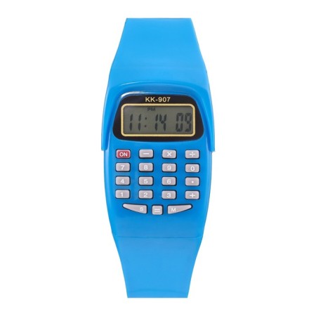 Watch of Electronic nursery, with a calculator, silicone strap, L-21 cm, blue
