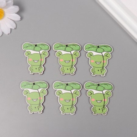 Decor for creativity tree "Frog under the leaf" set 6 pcs 4x3.5x0.3 cm-2