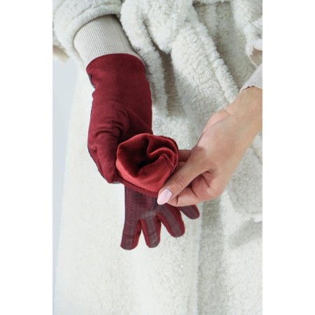 Gloves are female, dimensionless, without insulation, burgundy color-2