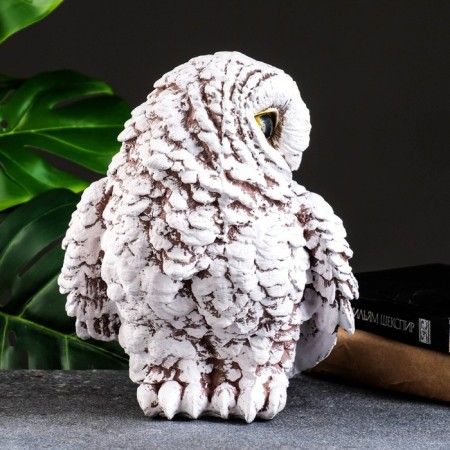 Figure "Owl" 22x25x25cm white-brown-1