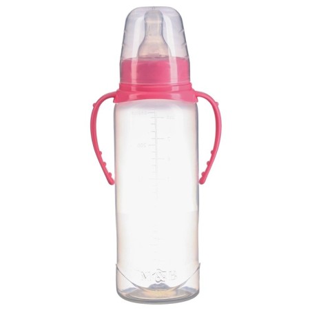 A bottle for feeding, classic throat, 250 ml., 3 months, cylinder, with handles, mix color-6