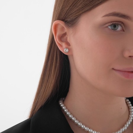 Set 2 objects: earrings, Antoinetta necklace crystals, white color in silver, 40 cm-4