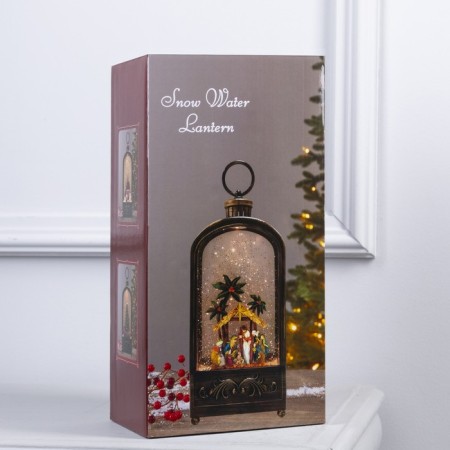 LED figure "Lantern with a Christmas tree" 13 × 30 × 7 cm, plastic, AAX3 batteries (not complete), USB, glow warm white-5