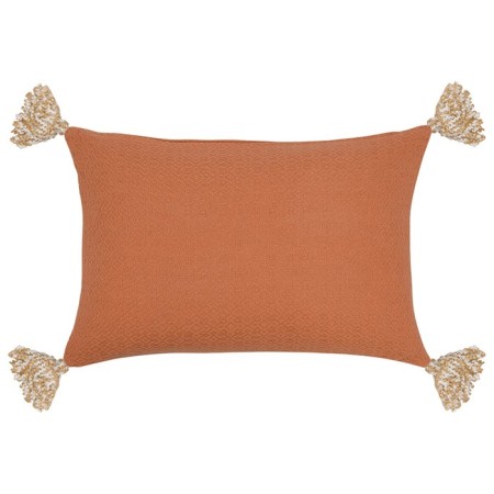 Decorative terracotta pillow with Geometry Ethnic applique, size 30x45 cm-5