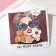 Emall earrings "Bear and Flower", white-brown color