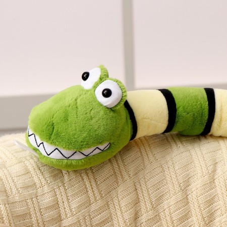 Soft toy "Snake", striped, 59 cm, green color-3