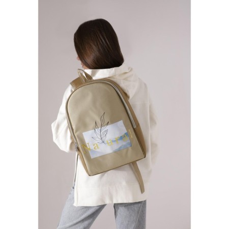 Backpack School Textile Natural, 25x13x37 cm, beige color-8