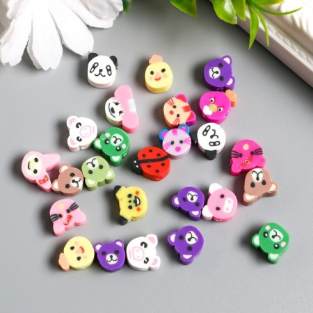 Beads for the creativity of PVC "Funny animals" set 25 pcs mix 0.5x0.9x0.9 cm