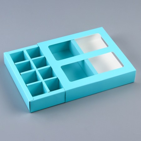 Box for 8 sweets + chocolate, with a window, mint, 17.7 x 17.7 x 3.8 cm-2