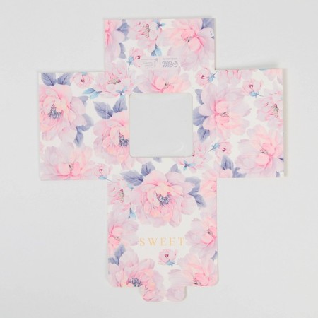 Chocolate box, confectionery packaging, “flowers”, with a window, 10.2 x 1.4 x 10.2 cm-4
