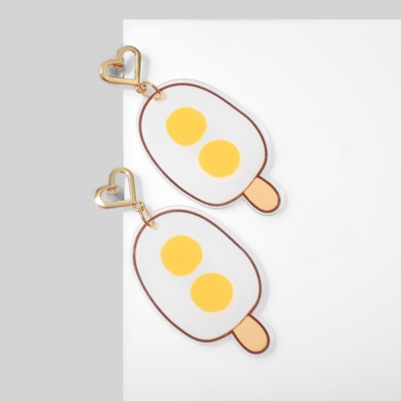 Earrings Plastic "Yaichnitsa", colored in gold-1