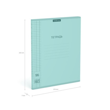 Notebook 96 sheets Erichkrause Coverpro Pastel Classic, Plastic Cover, OFSET BOLK, 100%White, Mint-7