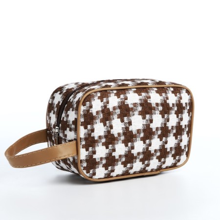 Lightning cosmetic bag, white/brown color