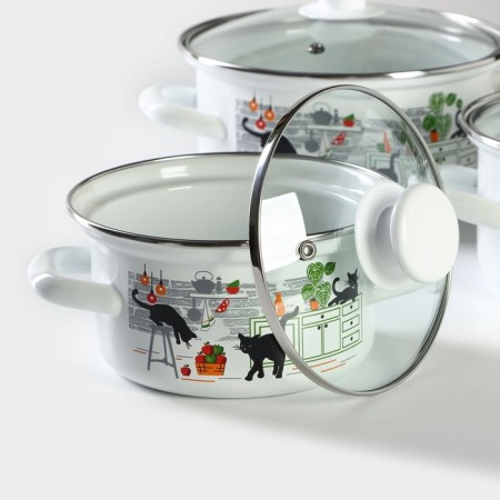 Set of pots "Trinity", 3 subjects: 1 l, 1.5 l, 2.3 l, enameled steel-1