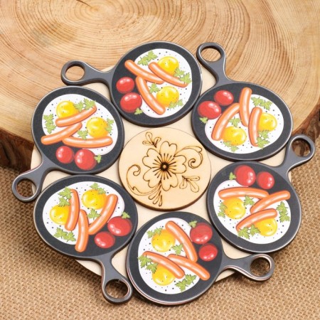 Hot "pan" stand, 20x20 cm, mix of wood