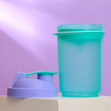 Sports shaker with a bowl for protein, purple-blue, 500 ml-1