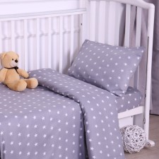 Baby Baby Baby Stars Gray 112x147 cm, 60x120 cm on elastic band, 40x60 cm, calico 125 g/m, 100% cotton