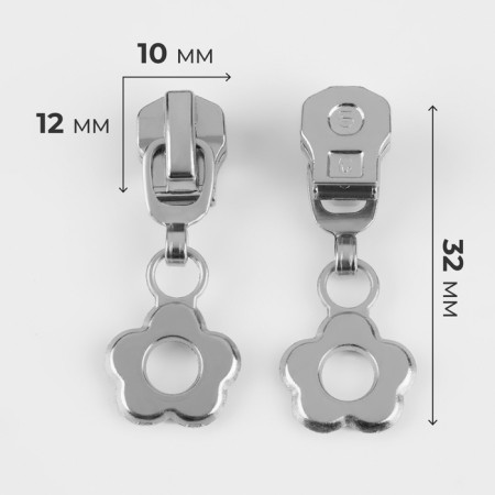 Automatic lock for metal zippers, No. 5, decorative, 10 pcs, Nickel color-2