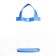 Cosmetic bag on the button, the color is blue/transparent