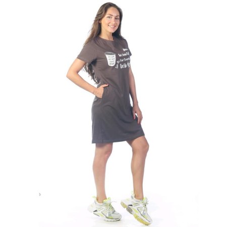 Women's tunic with short sleeve, size 46, brown color-2