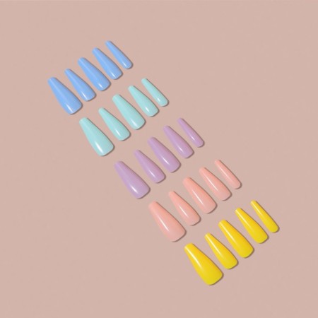 Pastele colors, 100 pcs, a ballerin form, in a container, multi -colored nails.-4