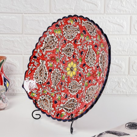 Largan Rishtan ceramics "Flowers", 42 cm, oval, corrugated-2