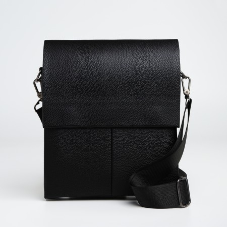 Male bag over the shoulder, Textura, external pocket, black color-2