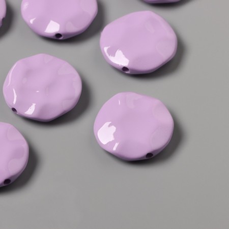 Acrylic beads "Flat crumpled circle" Lilac 2.5x2.5x0.6 cm