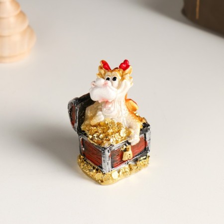 Polystone souvenir "Golden Dragon in a chest with coins" 3.6x3x5.3 cm-4
