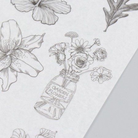 Stickers for creativity Paper "Flowers Sketch" set 3 sheets 10x20 cm-2