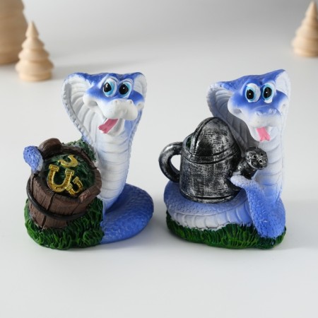 Piggy bank Polystone "Snake with a tub with a tub" MIX 7x6x10 cm
